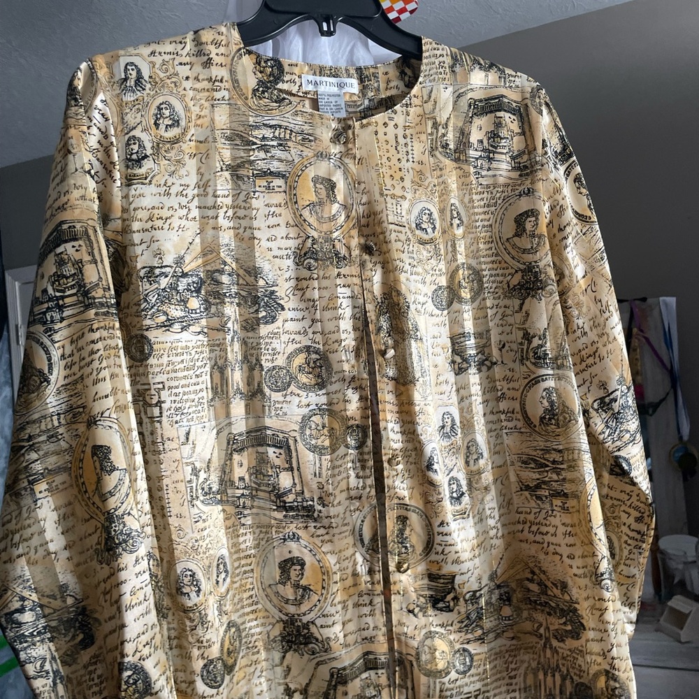 Vintage Print Button-Up Shirt